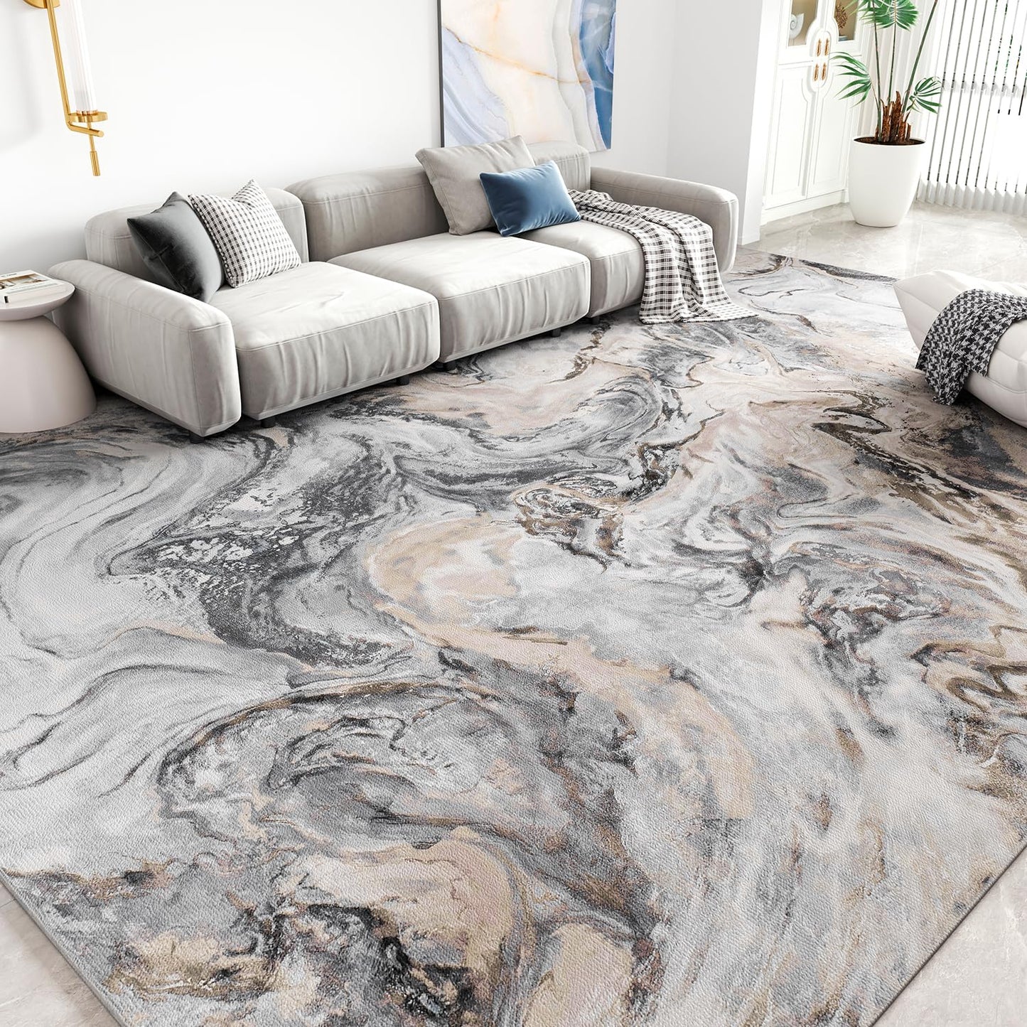 5x7 Area Rugs for Living Room, Modern Abstract Rug for Bedroom, Contemporary Machine Washable Rug, Large Stain Resistant Carpet for Dining Room Playroom Home Office, Pet & Kids Friendly - 7DAY'S