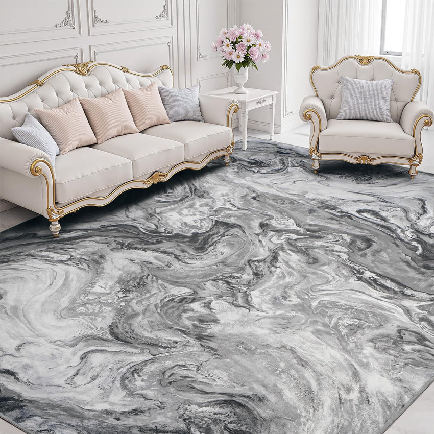 5x7 Area Rugs for Living Room, Modern Abstract Rug for Bedroom, Contemporary Machine Washable Rug, Large Stain Resistant Carpet for Dining Room Playroom Home Office, Pet & Kids Friendly - 7DAY'S