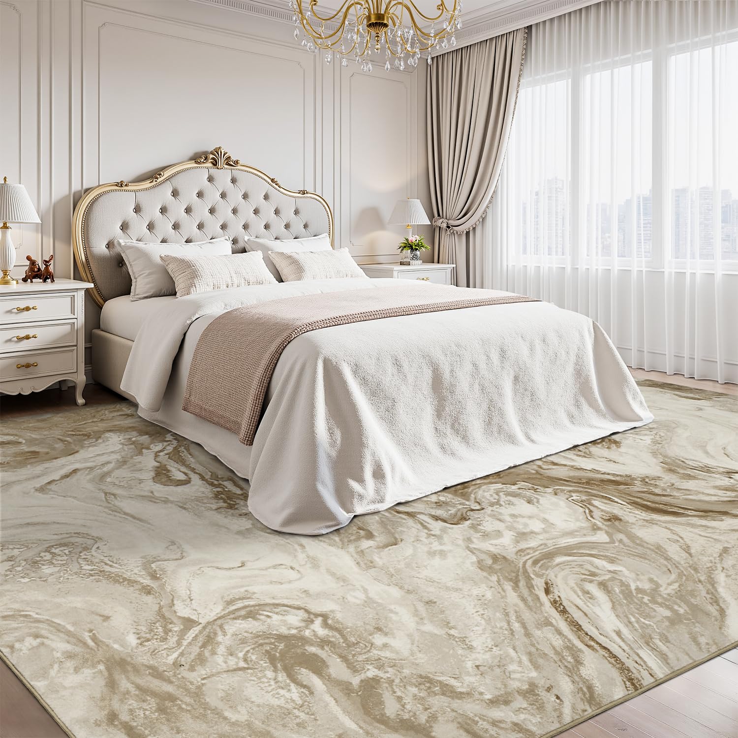 5x7 Area Rugs for Living Room, Modern Abstract Rug for Bedroom, Contemporary Machine Washable Rug, Large Stain Resistant Carpet for Dining Room Playroom Home Office, Pet & Kids Friendly - 7DAY'S