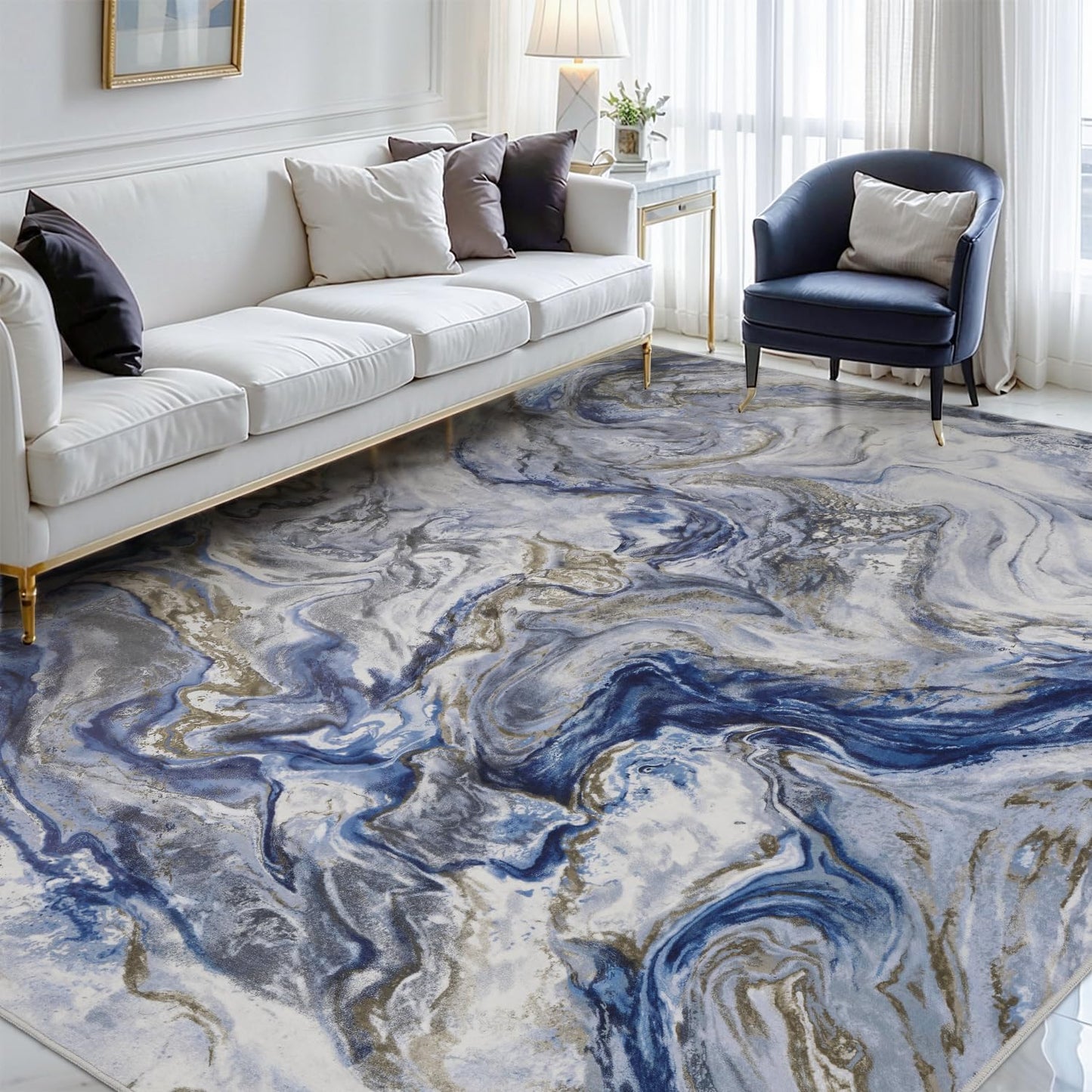 5x7 Area Rugs for Living Room, Modern Abstract Rug for Bedroom, Contemporary Machine Washable Rug, Large Stain Resistant Carpet for Dining Room Playroom Home Office, Pet & Kids Friendly - 7DAY'S