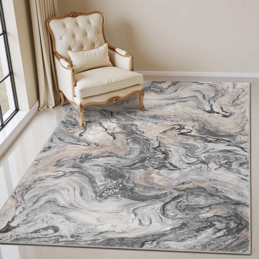 5x7 Area Rugs for Living Room, Modern Abstract Rug for Bedroom, Contemporary Machine Washable Rug, Large Stain Resistant Carpet for Dining Room Playroom Home Office, Pet & Kids Friendly - 7DAY'S