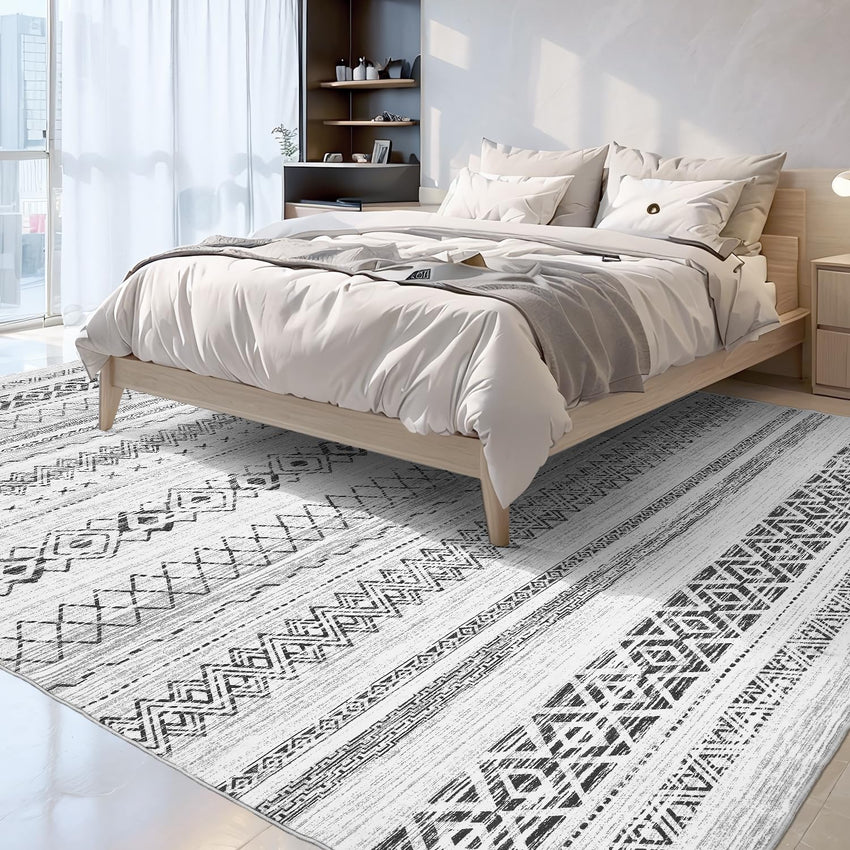 5x7 Area Rugs for Living Room Non Slip Soft Washable Rug Distressed Modern Moroccan Boho Rug Neutral Indoor Carpet Large Area Rugs for Bedroom Dining Room Office Playroom, Brown - 7DAY'S