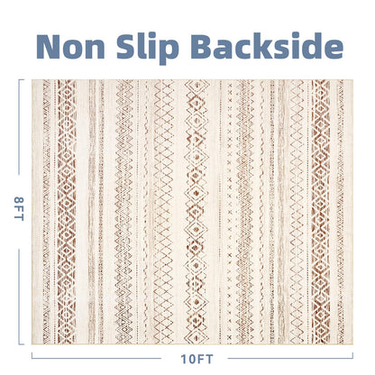 5x7 Area Rugs for Living Room Non Slip Soft Washable Rug Distressed Modern Moroccan Boho Rug Neutral Indoor Carpet Large Area Rugs for Bedroom Dining Room Office Playroom, Brown - 7DAY'S