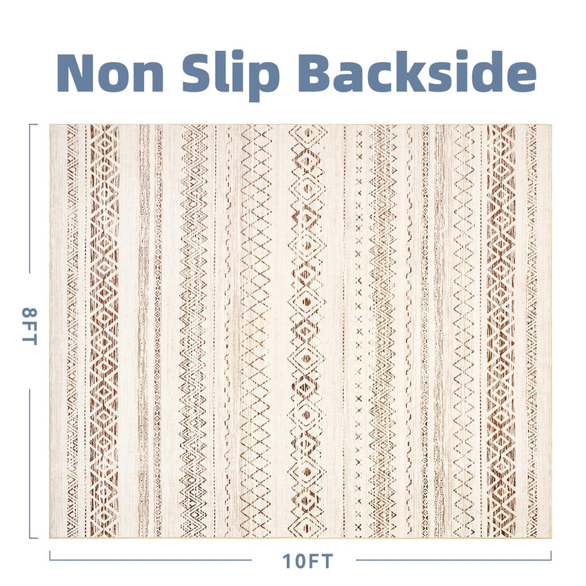 5x7 Area Rugs for Living Room Non Slip Soft Washable Rug Distressed Modern Moroccan Boho Rug Neutral Indoor Carpet Large Area Rugs for Bedroom Dining Room Office Playroom, Brown - 7DAY'S