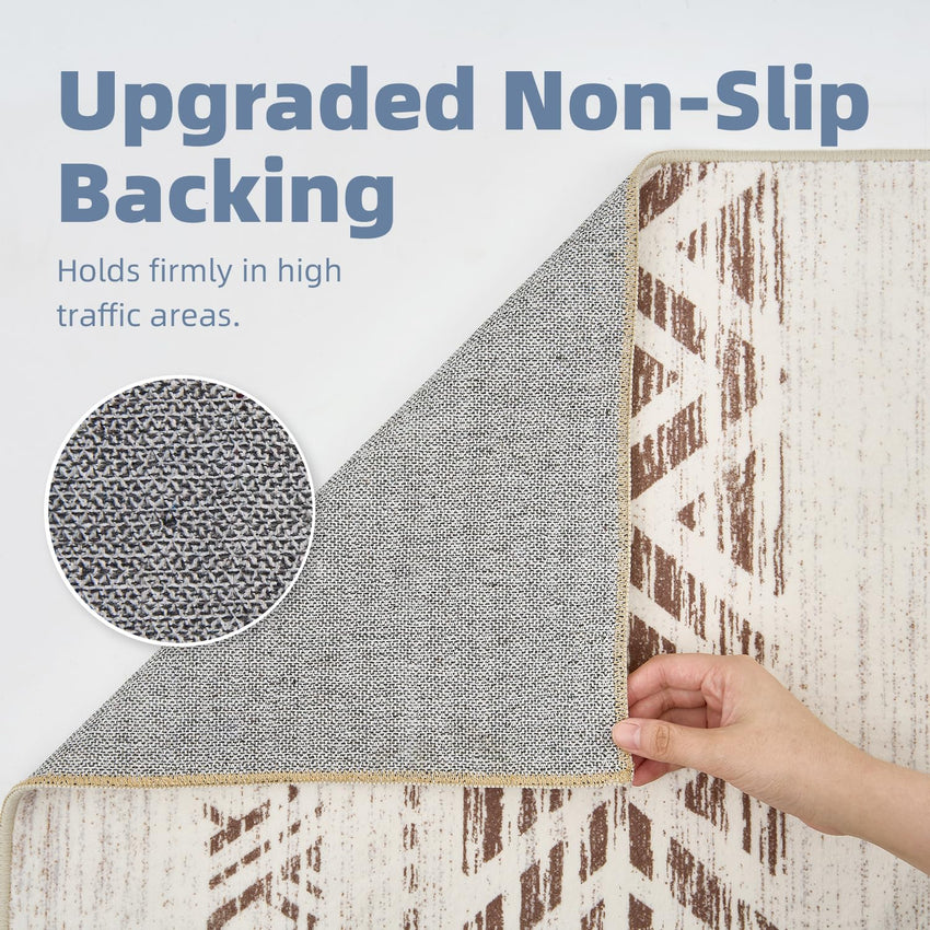 5x7 Area Rugs for Living Room Non Slip Soft Washable Rug Distressed Modern Moroccan Boho Rug Neutral Indoor Carpet Large Area Rugs for Bedroom Dining Room Office Playroom, Brown - 7DAY'S