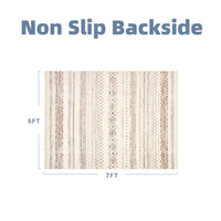 5x7 Area Rugs for Living Room Non Slip Soft Washable Rug Distressed Modern Moroccan Boho Rug Neutral Indoor Carpet Large Area Rugs for Bedroom Dining Room Office Playroom, Brown - 7DAY'S