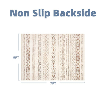 5x7 Area Rugs for Living Room Non Slip Soft Washable Rug Distressed Modern Moroccan Boho Rug Neutral Indoor Carpet Large Area Rugs for Bedroom Dining Room Office Playroom, Brown - 7DAY'S