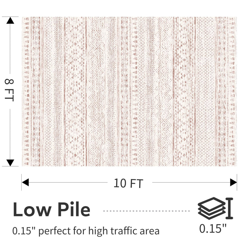 5x7 Area Rugs - Soft, Washable Neutral Boho Carpet for Living, Bedroom, Dining & Play Rooms - Indoor Brown - 7DAY'S