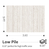 5x7 Area Rugs - Soft, Washable Neutral Boho Carpet for Living, Bedroom, Dining & Play Rooms - Indoor Brown - 7DAY'S
