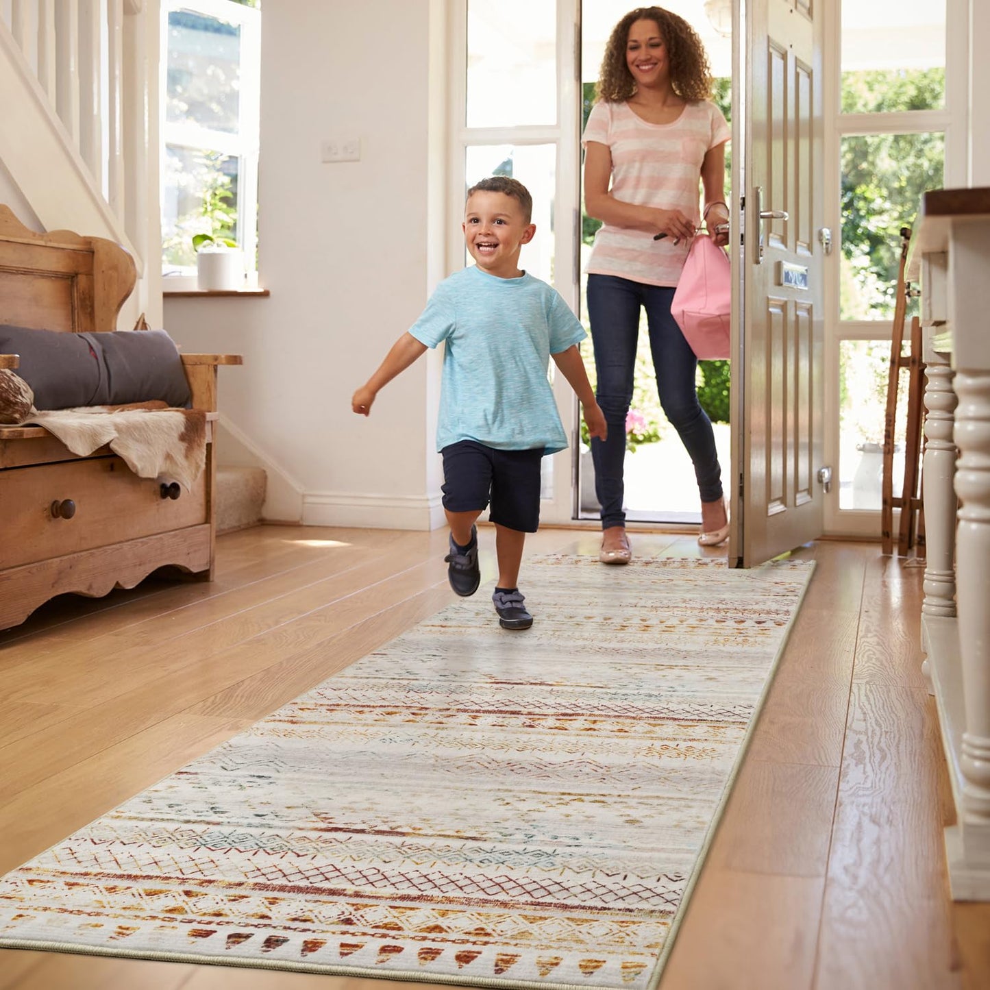 5x7 Area Rugs - Soft, Washable Neutral Boho Carpet for Living, Bedroom, Dining & Play Rooms - Indoor Brown - 7DAY'S