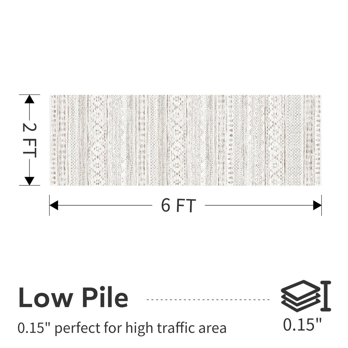 5x7 Area Rugs - Soft, Washable Neutral Boho Carpet for Living, Bedroom, Dining & Play Rooms - Indoor Brown - 7DAY'S