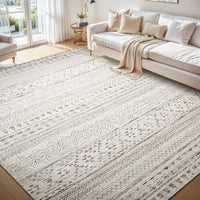 5x7 Area Rugs - Soft, Washable Neutral Boho Carpet for Living, Bedroom, Dining & Play Rooms - Indoor Brown - 7DAY'S