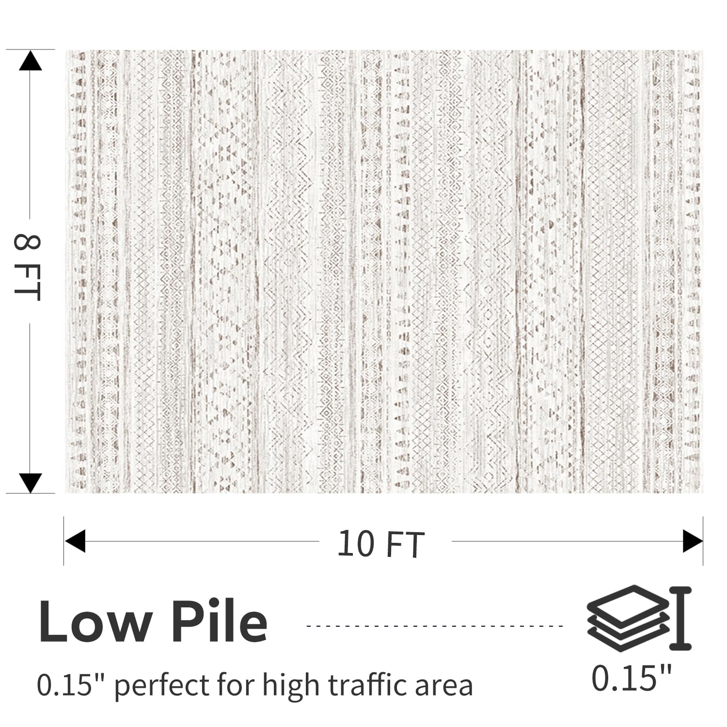 5x7 Area Rugs - Soft, Washable Neutral Boho Carpet for Living, Bedroom, Dining & Play Rooms - Indoor Brown - 7DAY'S