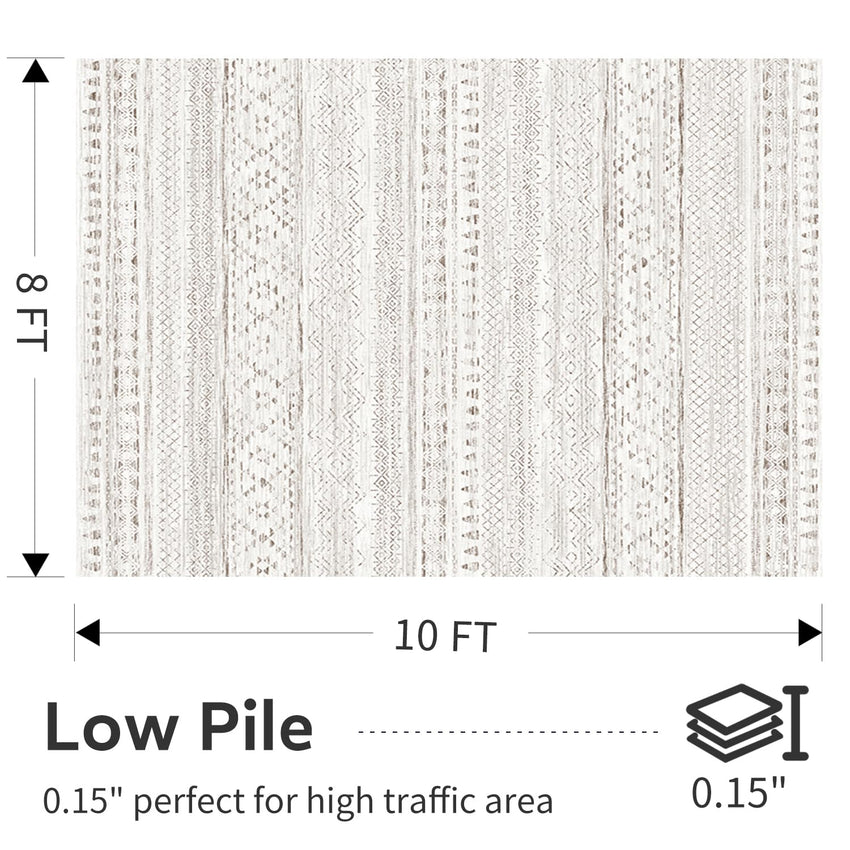 5x7 Area Rugs - Soft, Washable Neutral Boho Carpet for Living, Bedroom, Dining & Play Rooms - Indoor Brown - 7DAY'S
