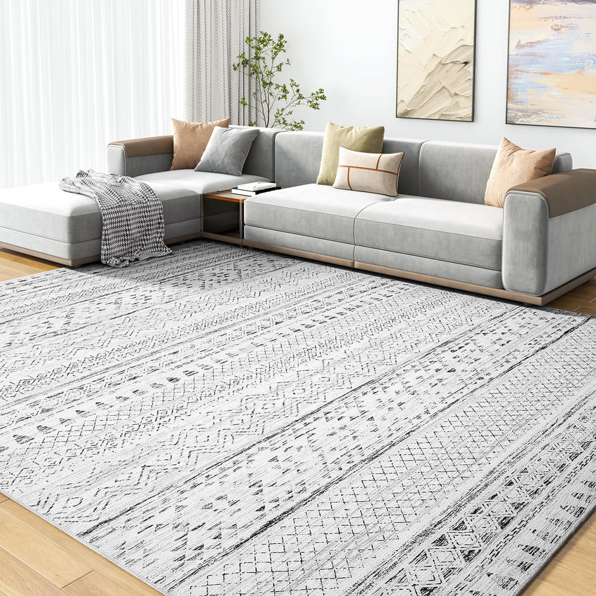 5x7 Area Rugs - Soft, Washable Neutral Boho Carpet for Living, Bedroom, Dining & Play Rooms - Indoor Brown - 7DAY'S