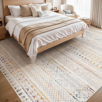 5x7 Area Rugs - Soft, Washable Neutral Boho Carpet for Living, Bedroom, Dining & Play Rooms - Indoor Brown - 7DAY'S