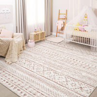 5x7 Area Rugs - Soft, Washable Neutral Boho Carpet for Living, Bedroom, Dining & Play Rooms - Indoor Brown - 7DAY'S
