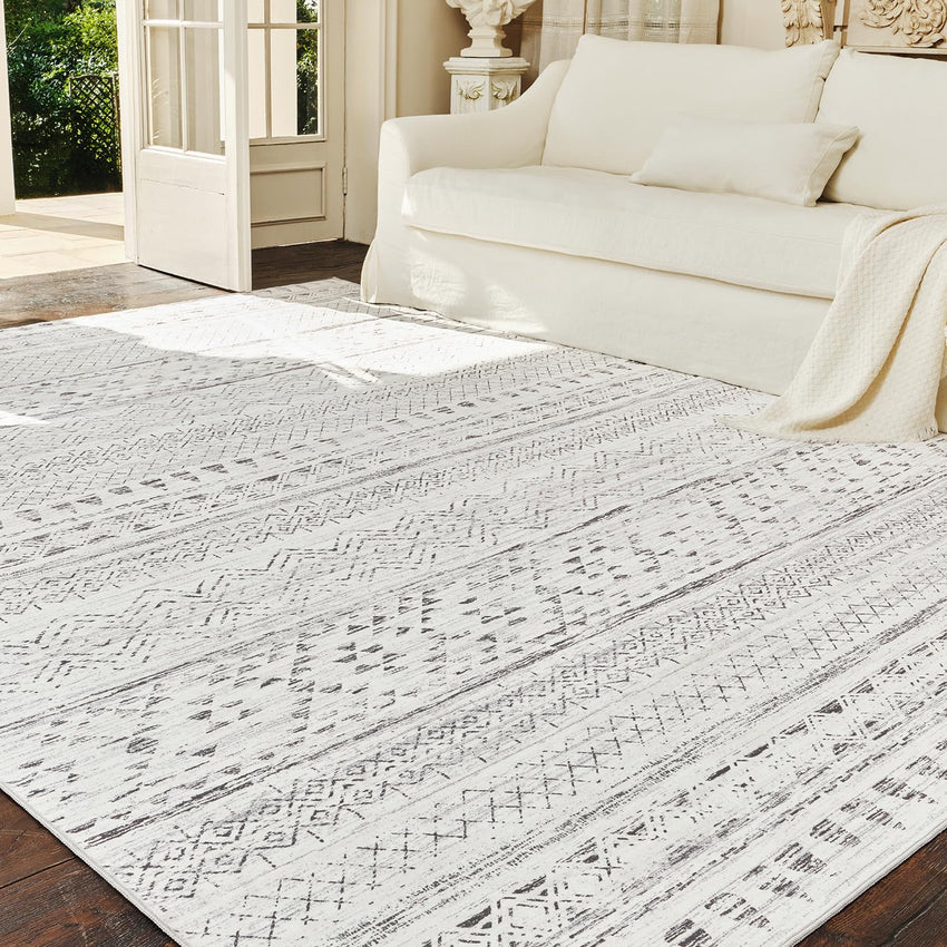 5x7 Area Rugs - Soft, Washable Neutral Boho Carpet for Living, Bedroom, Dining & Play Rooms - Indoor Brown - 7DAY'S