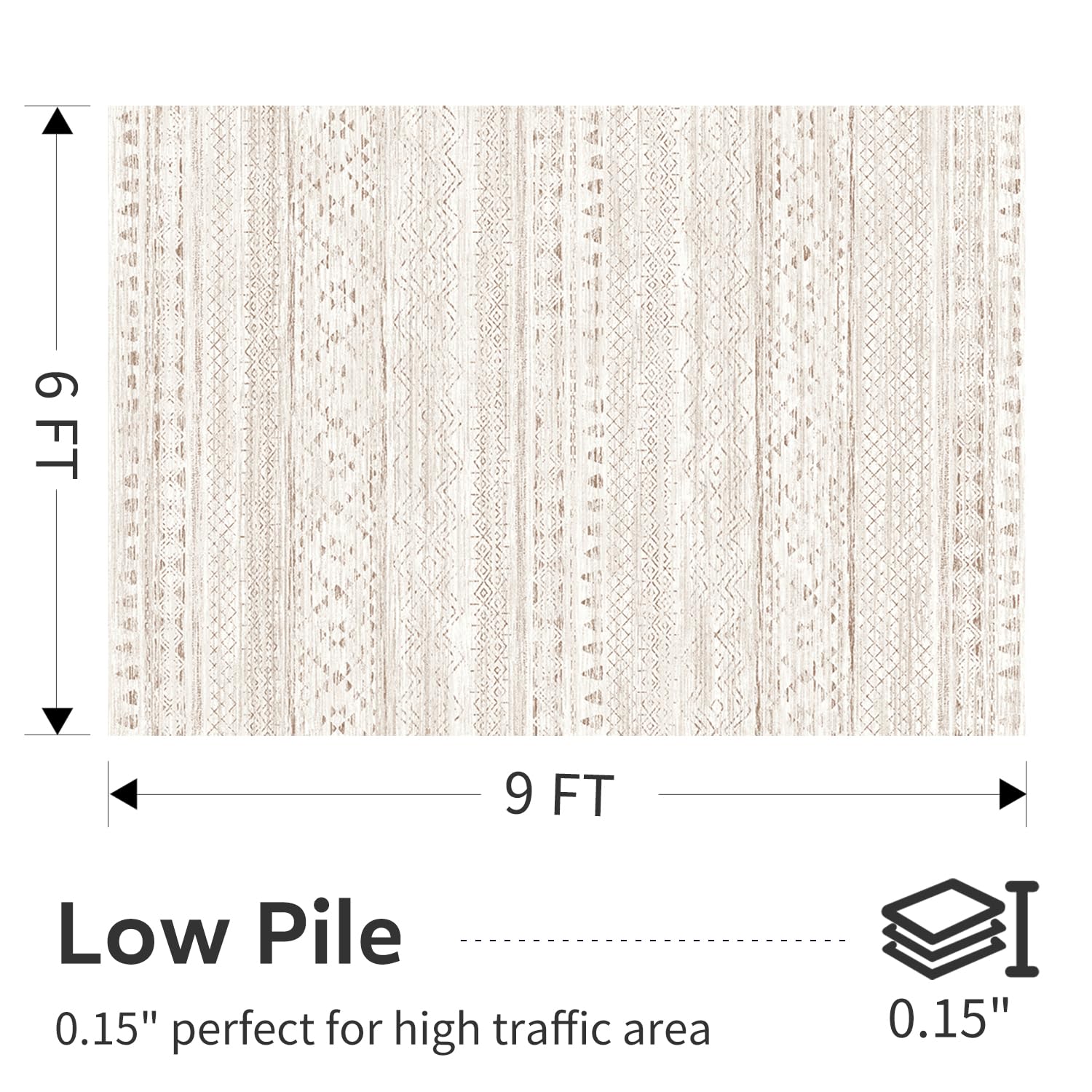 5x7 Area Rugs - Soft, Washable Neutral Boho Carpet for Living, Bedroom, Dining & Play Rooms - Indoor Brown - 7DAY'S
