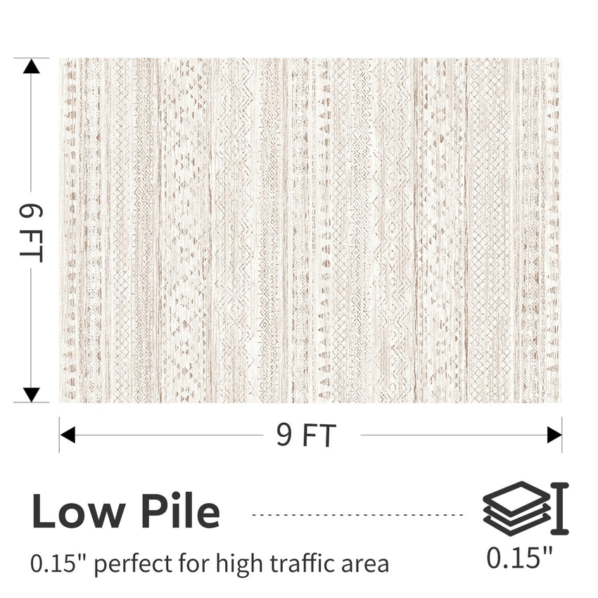 5x7 Area Rugs - Soft, Washable Neutral Boho Carpet for Living, Bedroom, Dining & Play Rooms - Indoor Brown - 7DAY'S