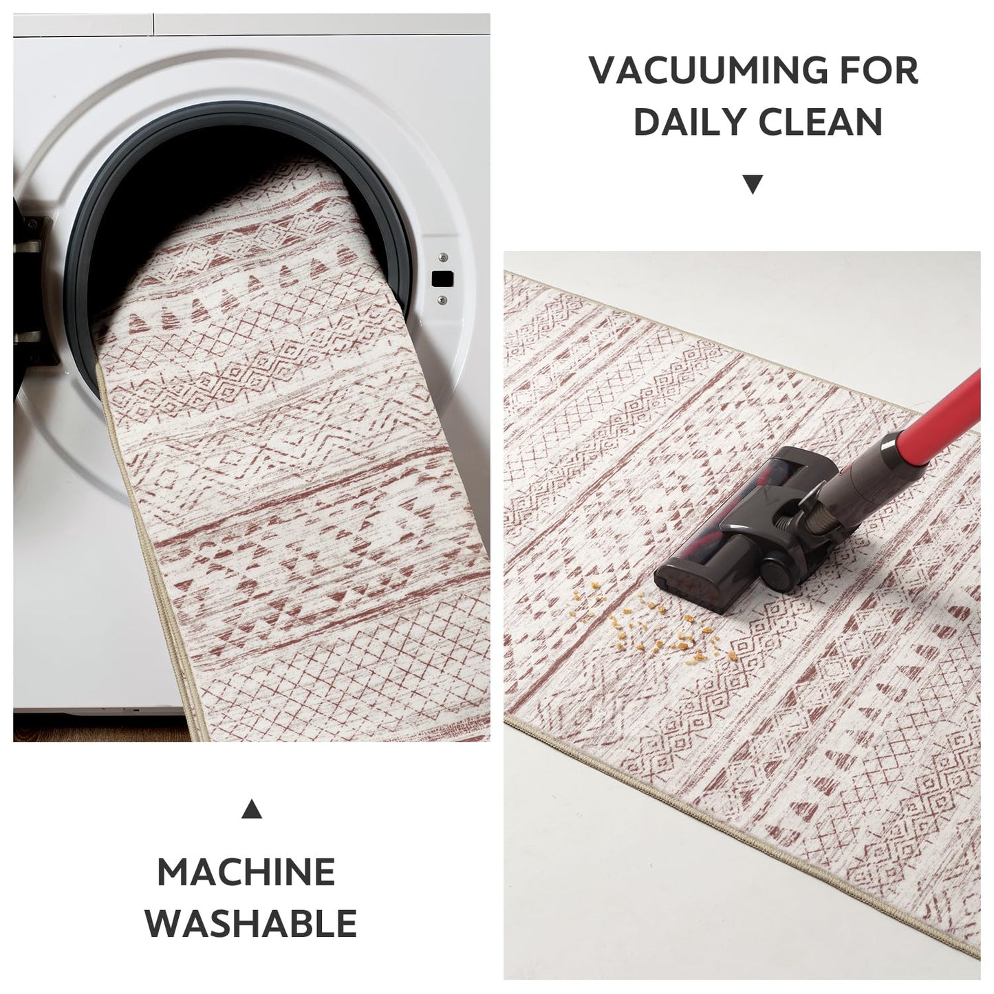 5x7 Area Rugs - Soft, Washable Neutral Boho Carpet for Living, Bedroom, Dining & Play Rooms - Indoor Brown - 7DAY'S