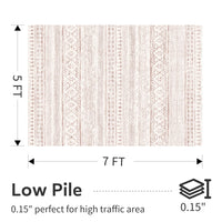 5x7 Area Rugs - Soft, Washable Neutral Boho Carpet for Living, Bedroom, Dining & Play Rooms - Indoor Brown - 7DAY'S