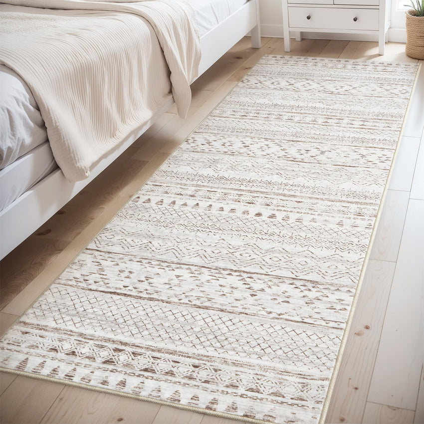 5x7 Area Rugs - Soft, Washable Neutral Boho Carpet for Living, Bedroom, Dining & Play Rooms - Indoor Brown - 7DAY'S