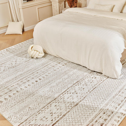 5x7 Area Rugs - Soft, Washable Neutral Boho Carpet for Living, Bedroom, Dining & Play Rooms - Indoor Brown - 7DAY'S