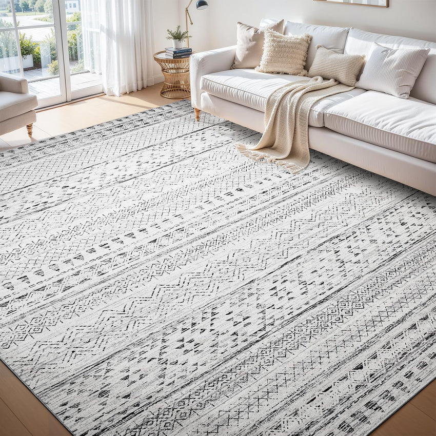 5x7 Area Rugs - Soft, Washable Neutral Boho Carpet for Living, Bedroom, Dining & Play Rooms - Indoor Brown - 7DAY'S