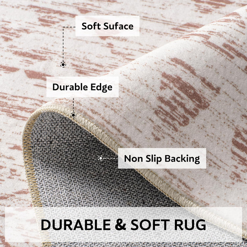 5x7 Area Rugs - Soft, Washable Neutral Boho Carpet for Living, Bedroom, Dining & Play Rooms - Indoor Brown - 7DAY'S
