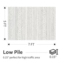 5x7 Area Rugs - Soft, Washable Neutral Boho Carpet for Living, Bedroom, Dining & Play Rooms - Indoor Brown - 7DAY'S