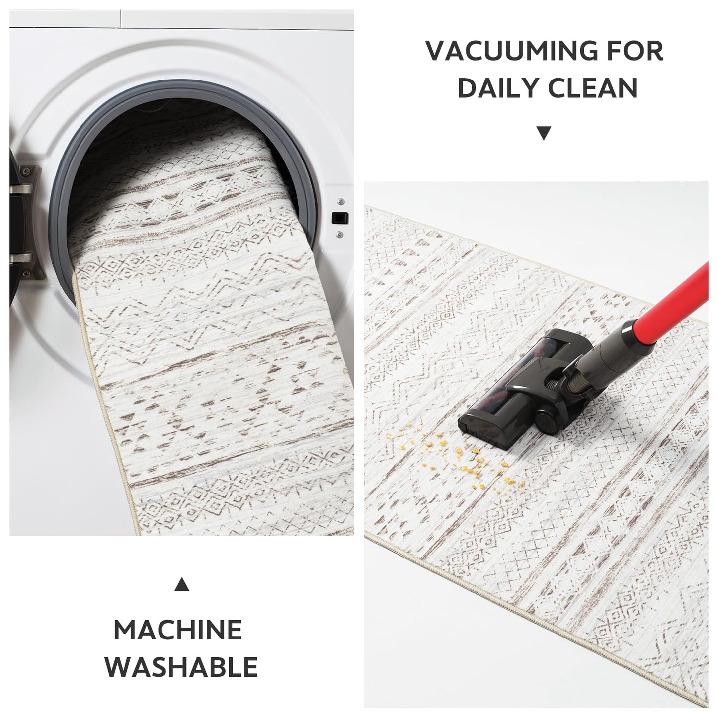 5x7 Area Rugs - Soft, Washable Neutral Boho Carpet for Living, Bedroom, Dining & Play Rooms - Indoor Brown - 7DAY'S