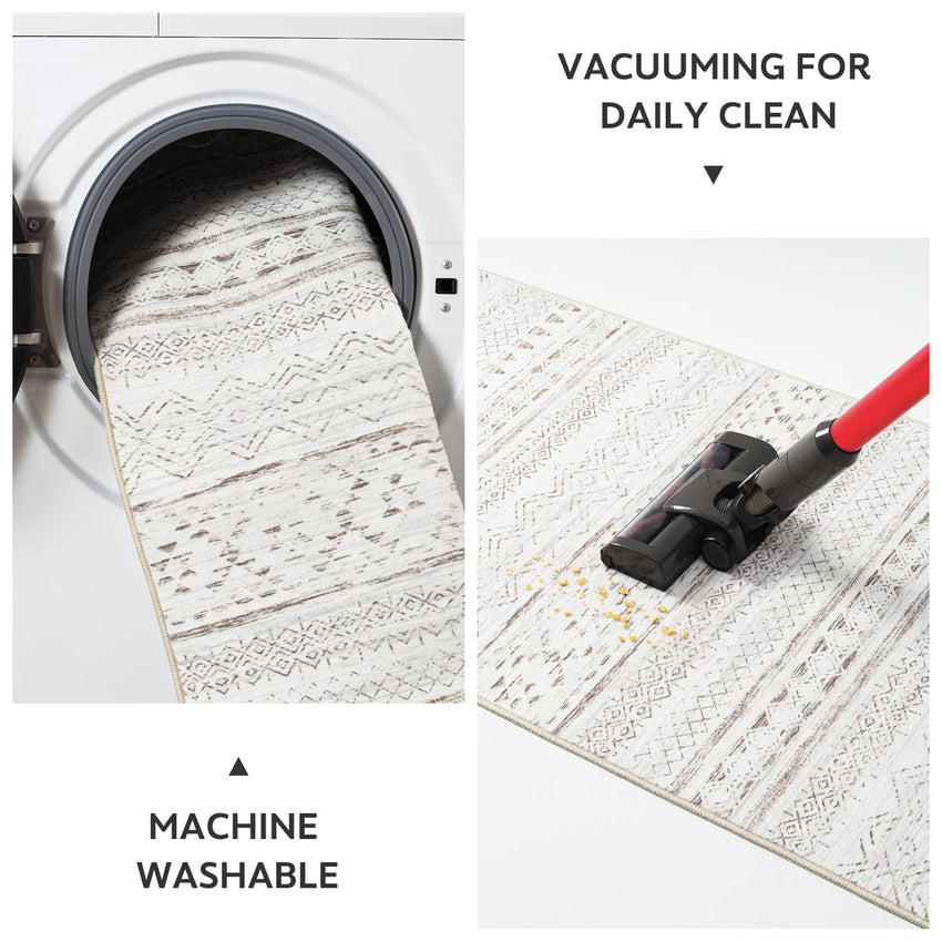5x7 Area Rugs - Soft, Washable Neutral Boho Carpet for Living, Bedroom, Dining & Play Rooms - Indoor Brown - 7DAY'S