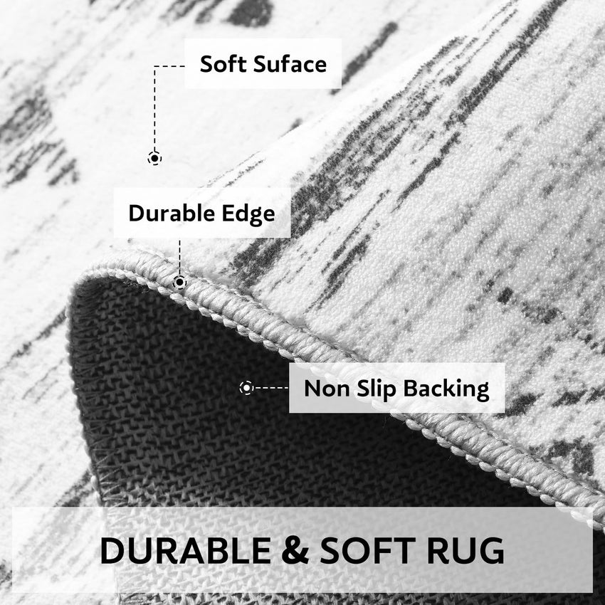 5x7 Area Rugs - Soft, Washable Neutral Boho Carpet for Living, Bedroom, Dining & Play Rooms - Indoor Brown - 7DAY'S