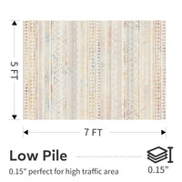 5x7 Area Rugs - Soft, Washable Neutral Boho Carpet for Living, Bedroom, Dining & Play Rooms - Indoor Brown - 7DAY'S