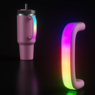 6 Colors LED Light - Up Tumbler Handle for Stanley 40oz/30oz, Comfortable Water Bottle Handle for Stanley Tumbler - Compatible with 40oz Stanley Cup Accessories, Use for Outdoor, Party, Home (Rose Quartz) - 7DAY'S
