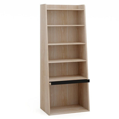 6 - Tier Bookcase Freestanding Ladder Bookshelf with 2 Adjustable Shelves and Flip Up Door - 7DAY'S