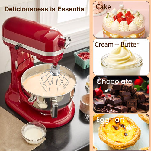 6 - Wire Whipped cream Attachment for KitchenAid 4.5 - 5 Quart Tilt - Head Stand Mixer, K45WW accessory Replacement, Egg Cream Stirrer, Cake Mayonnaise Whisk, Whipping Egg White(Not for dishwasher) - 7DAY'S