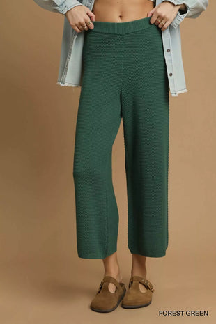 Umgee Textured Knit Wide Leg Pants