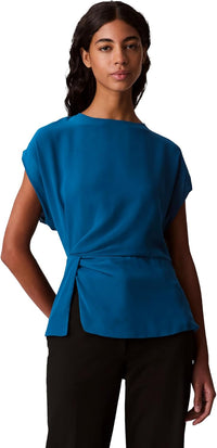 Calvin Klein Womens Chiffon Twist Front Blouse