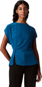 Calvin Klein Womens Chiffon Twist Front Blouse