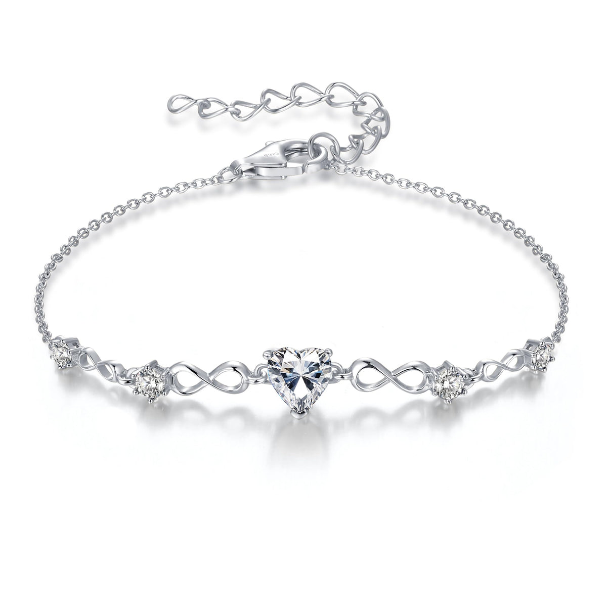 G&GEMSJEW Infinity Heart Birthstone Bracelets for Women, 925 Sterling Silver Women Charm Link Bracelet Adjustable, Birthday Anniversary Christmas Jewelry Gifts for Women Wife Mom Girlfriend Her