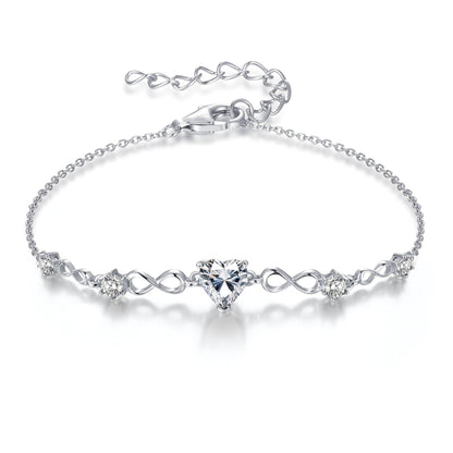 G&GEMSJEW Infinity Heart Birthstone Bracelets for Women, 925 Sterling Silver Women Charm Link Bracelet Adjustable, Birthday Anniversary Christmas Jewelry Gifts for Women Wife Mom Girlfriend Her