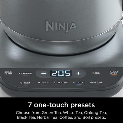 Ninja KT200 Precision Temperature Electric Kettle, 1500 watts, BPA Free, Stainless, 7-Cup Capacity, Hold Temp Setting, Silver