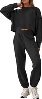ANRABESS Womens 2 Piece Outfits Lounge Sets Cropped Sweatshirt Joggers Fashion Sweatsuit Sweat Set 2025 Winter Travel Outfits