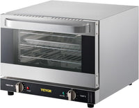 VEVOR Commercial Convection Oven, 21L/19Qt, Quarter-Size Conventional Oven Countertop, 1440W 3-Tier Toaster w/Front Glass Door, Electric Baking Oven w/Trays Wire Racks Clip Gloves, 120V