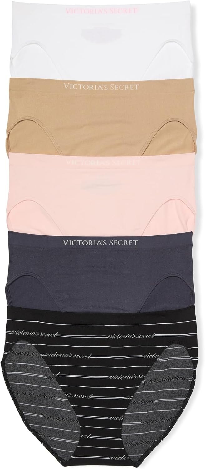Victoria's Secret Women's Seamless Brief Underwear, Full Coverage Panties for Women, Multi Pack (XS-XXL)