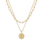 Yoosteel Layered Initial Necklaces for Women Trendy - 14K Gold-Plated Dainty Layering Paperclip Chain Coin Initial Necklace Jewelry Gifts for Women Mom Wife Teen Girls