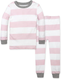 Burt's Bees Baby Girls' Pajamas, 2-Piece Long Sleeve Tee and Pants Organic Cotton PJ Set