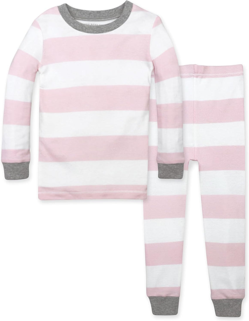 Burt's Bees Baby Girls' Pajamas, 2-Piece Long Sleeve Tee and Pants Organic Cotton PJ Set